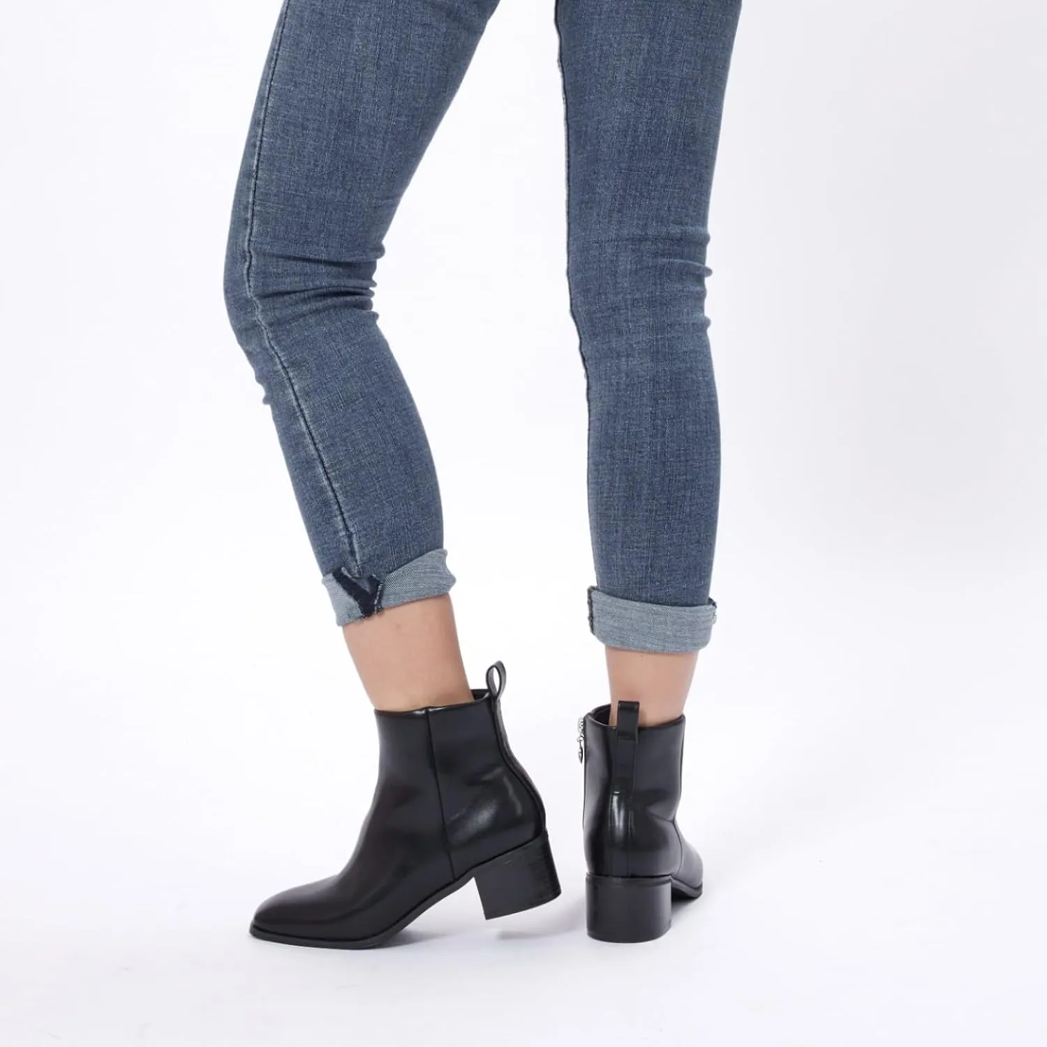 Elisabet Tang Women's Chunky Heel Ankle Booties,2 inch Sexy Square Toe Short Booties Fashion Ankle & Bootie with Side Zipper Low Block Heels Dress Evening Party Booties Shoes