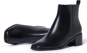 Elisabet Tang Women's Chunky Heel Ankle Booties,2 inch Sexy Square Toe Short Booties Fashion Ankle & Bootie with Side Zipper Low Block Heels Dress Evening Party Booties Shoes