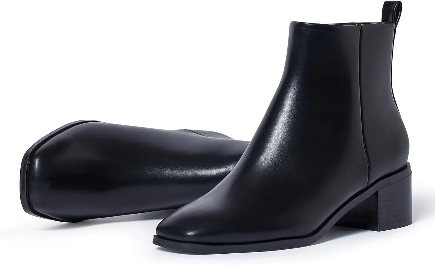 Elisabet Tang Women's Chunky Heel Ankle Booties,2 inch Sexy Square Toe Short Booties Fashion Ankle & Bootie with Side Zipper Low Block Heels Dress Evening Party Booties Shoes