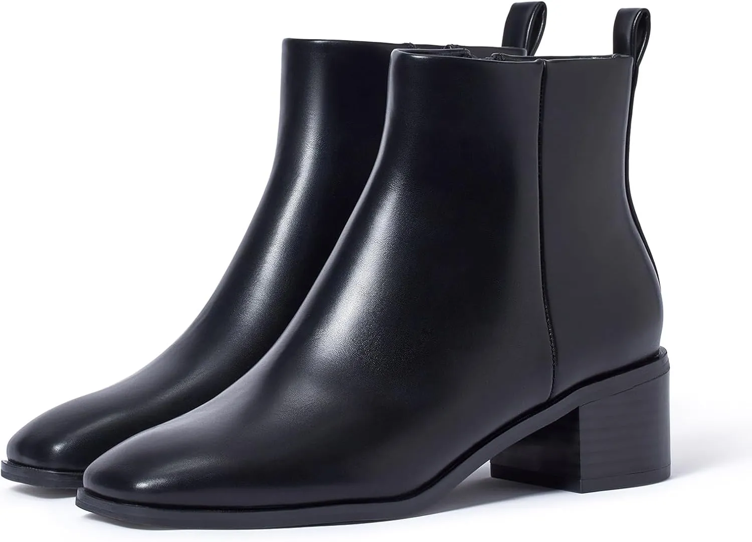 Elisabet Tang Women's Chunky Heel Ankle Booties,2 inch Sexy Square Toe Short Booties Fashion Ankle & Bootie with Side Zipper Low Block Heels Dress Evening Party Booties Shoes