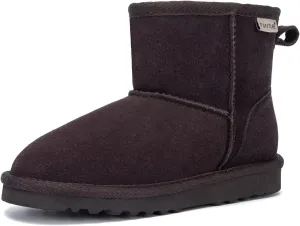 FANTURE Kids Snow Boots Boys Girls Winter Boots Cow Suede Warm Faux Fur Lined Durable Shoes(Little Kid/Big Kid)