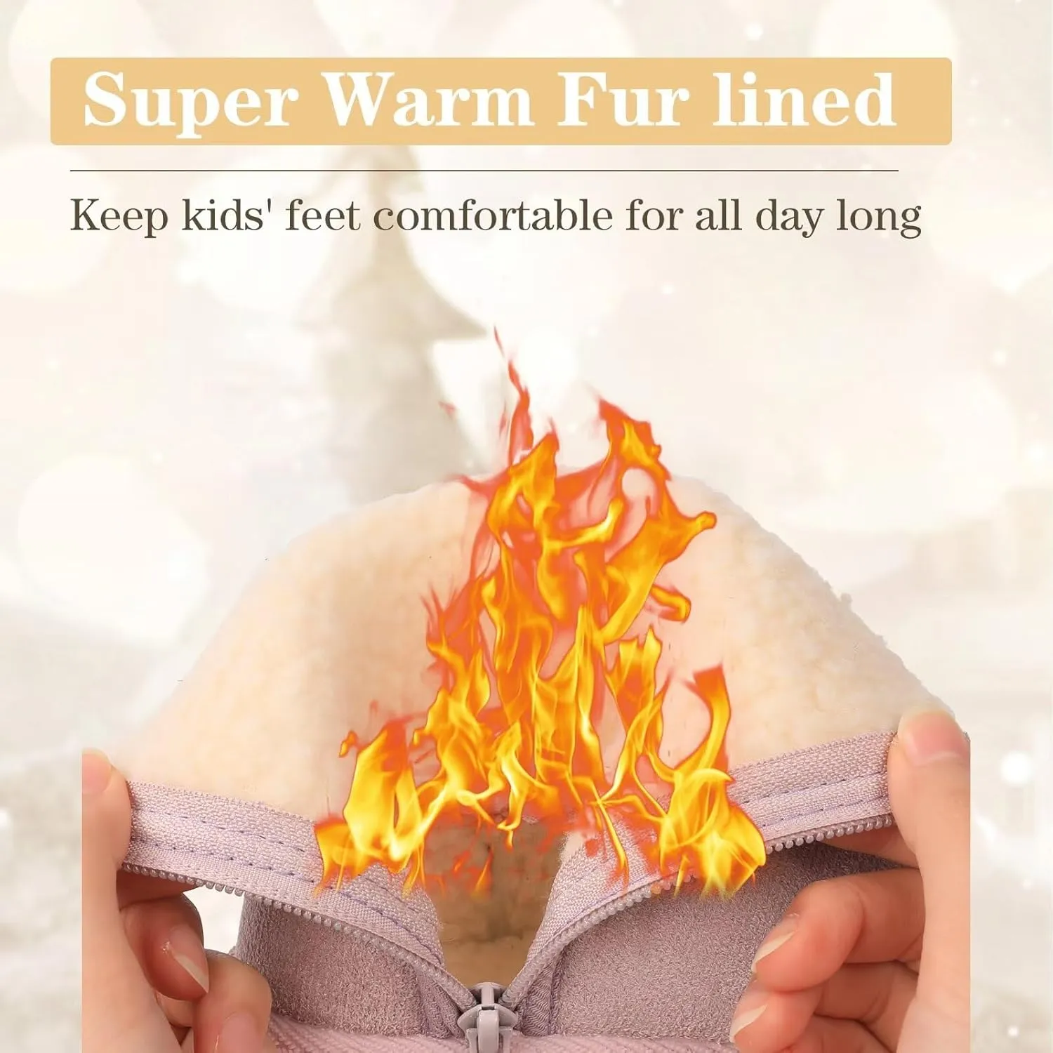 FANTURE Toddler Snow Boots for Girls Boys Winter Warm Fur Lined Kids Non Slip Outdoor Shoes (Toddler/Little Kid)