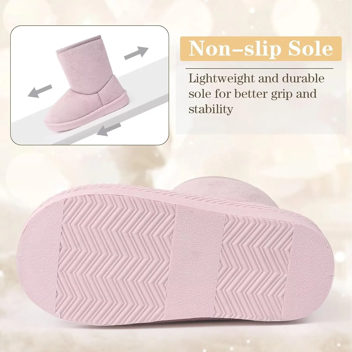 FANTURE Toddler Snow Boots for Girls Boys Winter Warm Fur Lined Kids Non Slip Outdoor Shoes (Toddler/Little Kid)