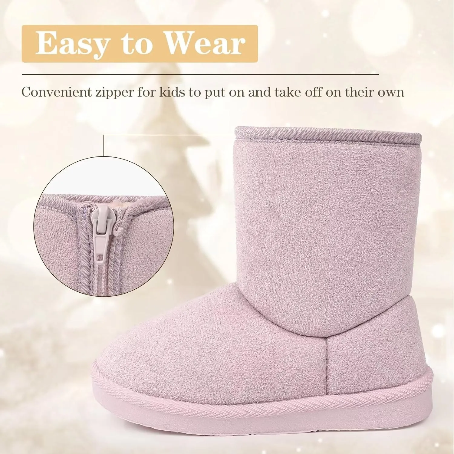 FANTURE Toddler Snow Boots for Girls Boys Winter Warm Fur Lined Kids Non Slip Outdoor Shoes (Toddler/Little Kid)