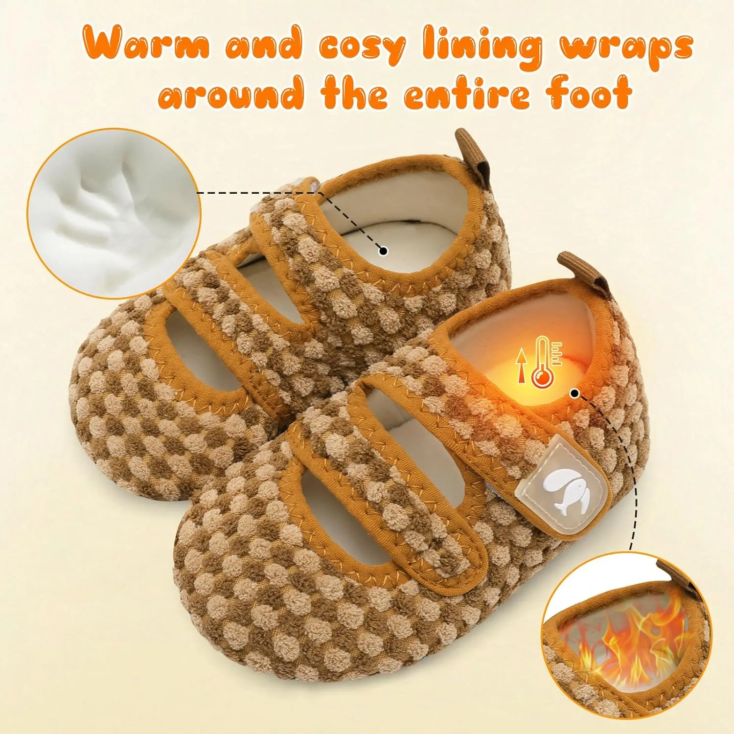 FEETCITY Toddler House Slippers - Boys & Girls Winter Kids Indoor Home Shoes - Warm Socks