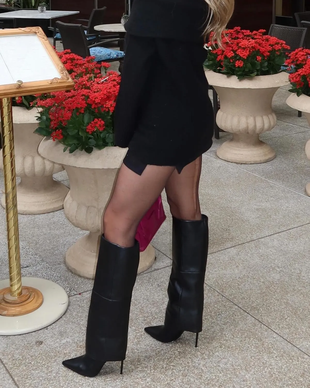 Femflame Fold Over Knee High Boots - Wide Calf, Pointed Toe Stiletto Heel, Tall Boots