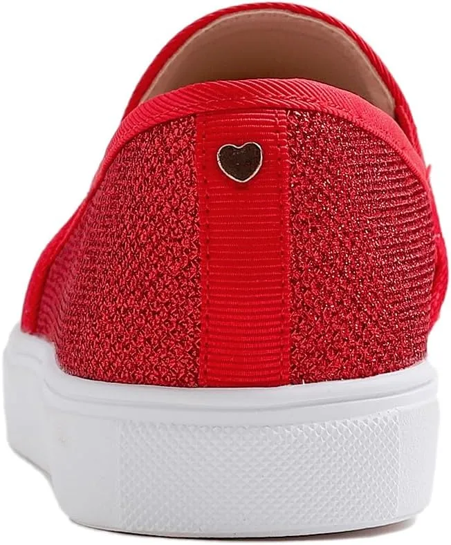 FEVERSOLE Women's Fashion Shiny Soft Slip On Sneaker Sparkle Casual Comfort Loafers