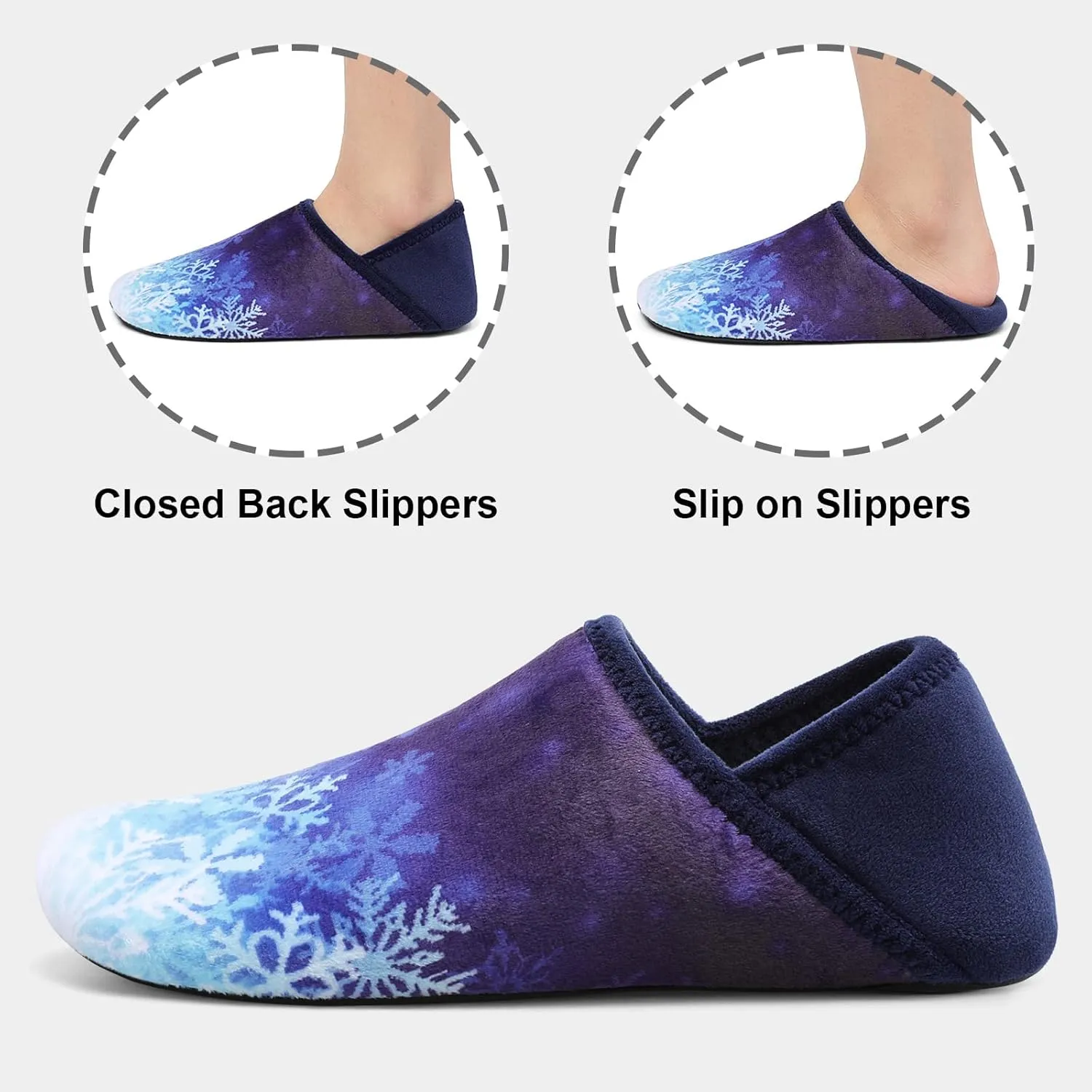 Fires Womens Mens Slippers with Rubber Sole Soft-Lightweight House Slipper Socks Around House Shoes Non Slip Indoor/Outdoor