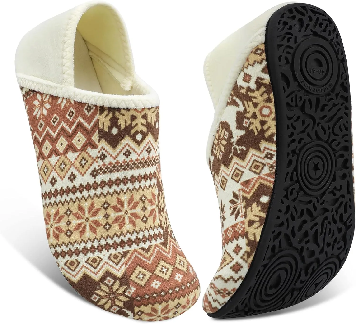 Fires Womens Mens Slippers with Rubber Sole Soft-Lightweight House Slipper Socks Around House Shoes Non Slip Indoor/Outdoor