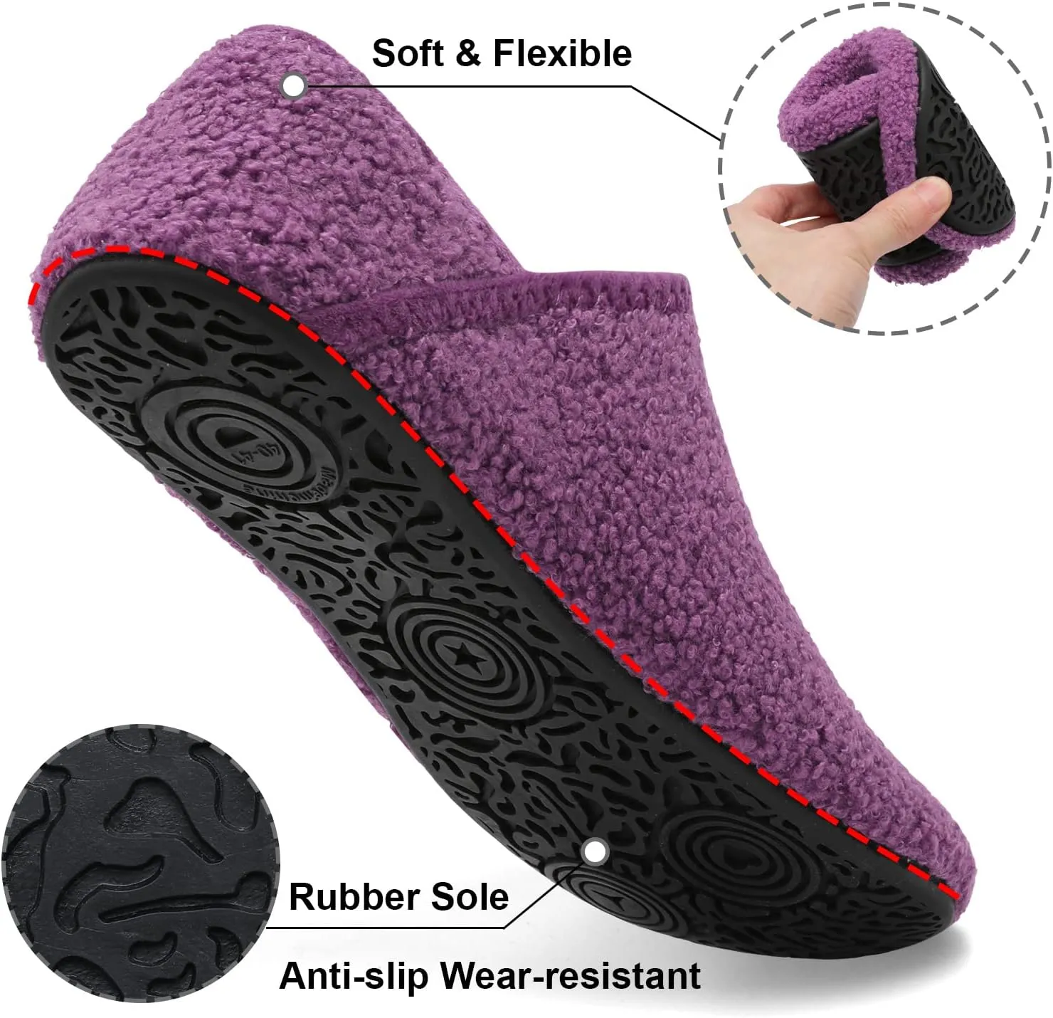Fires Womens Mens Slippers with Rubber Sole Soft-Lightweight House Slipper Socks Around House Shoes Non Slip Indoor/Outdoor