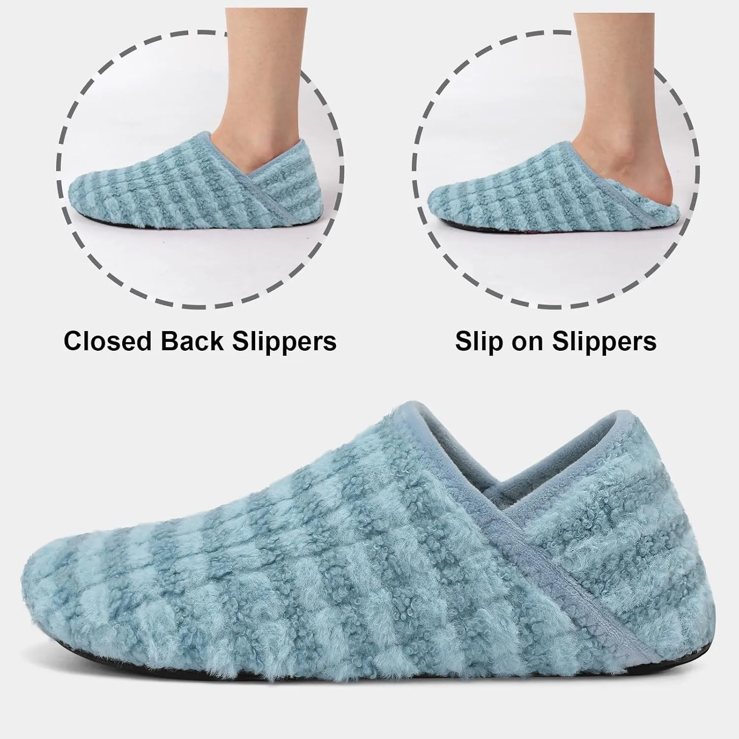 Fires Womens Mens Slippers with Rubber Sole Soft-Lightweight House Slipper Socks Around House Shoes Non Slip Indoor/Outdoor