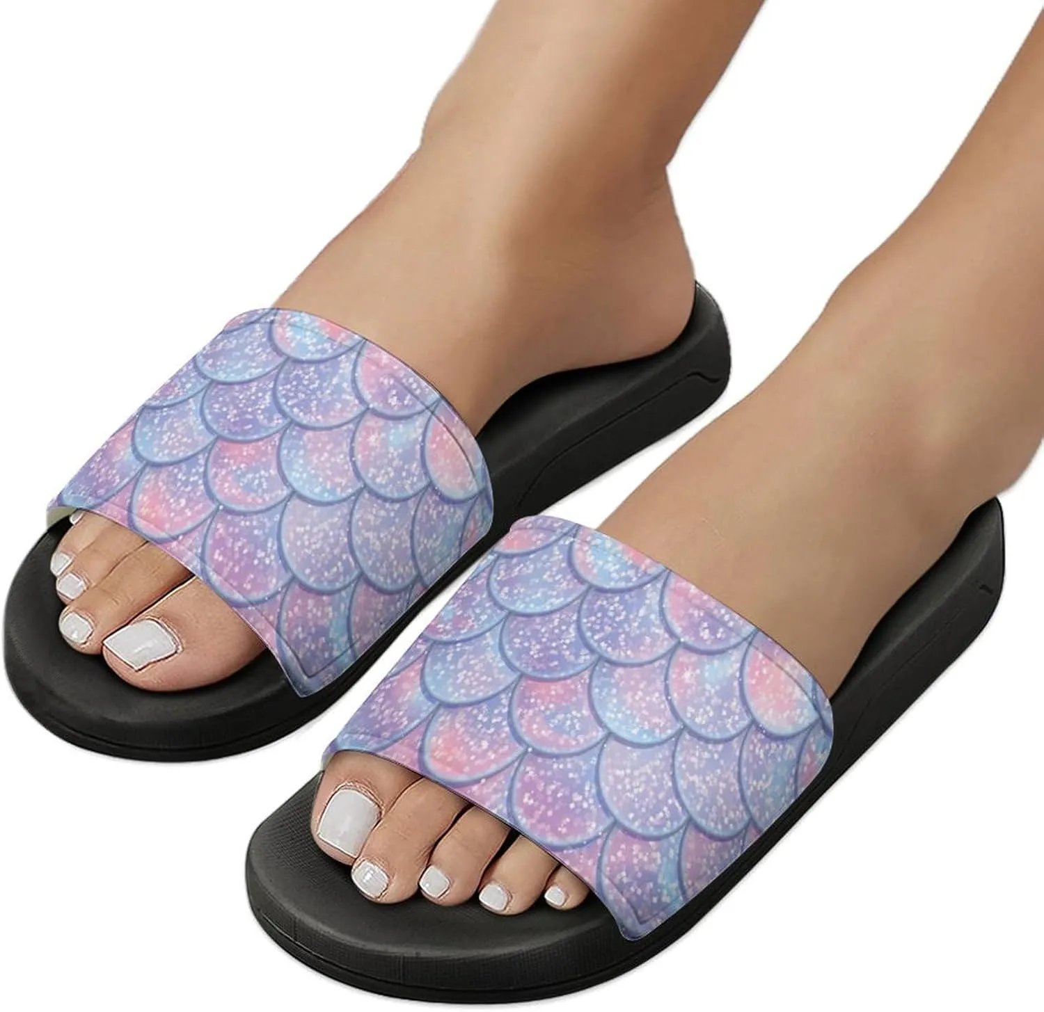 Fish Scale Print Slides Man Home Sandal Women Non Slip Bath Open Toe Shoe Casual Pool Shoes Beach Flat Slide Sandals