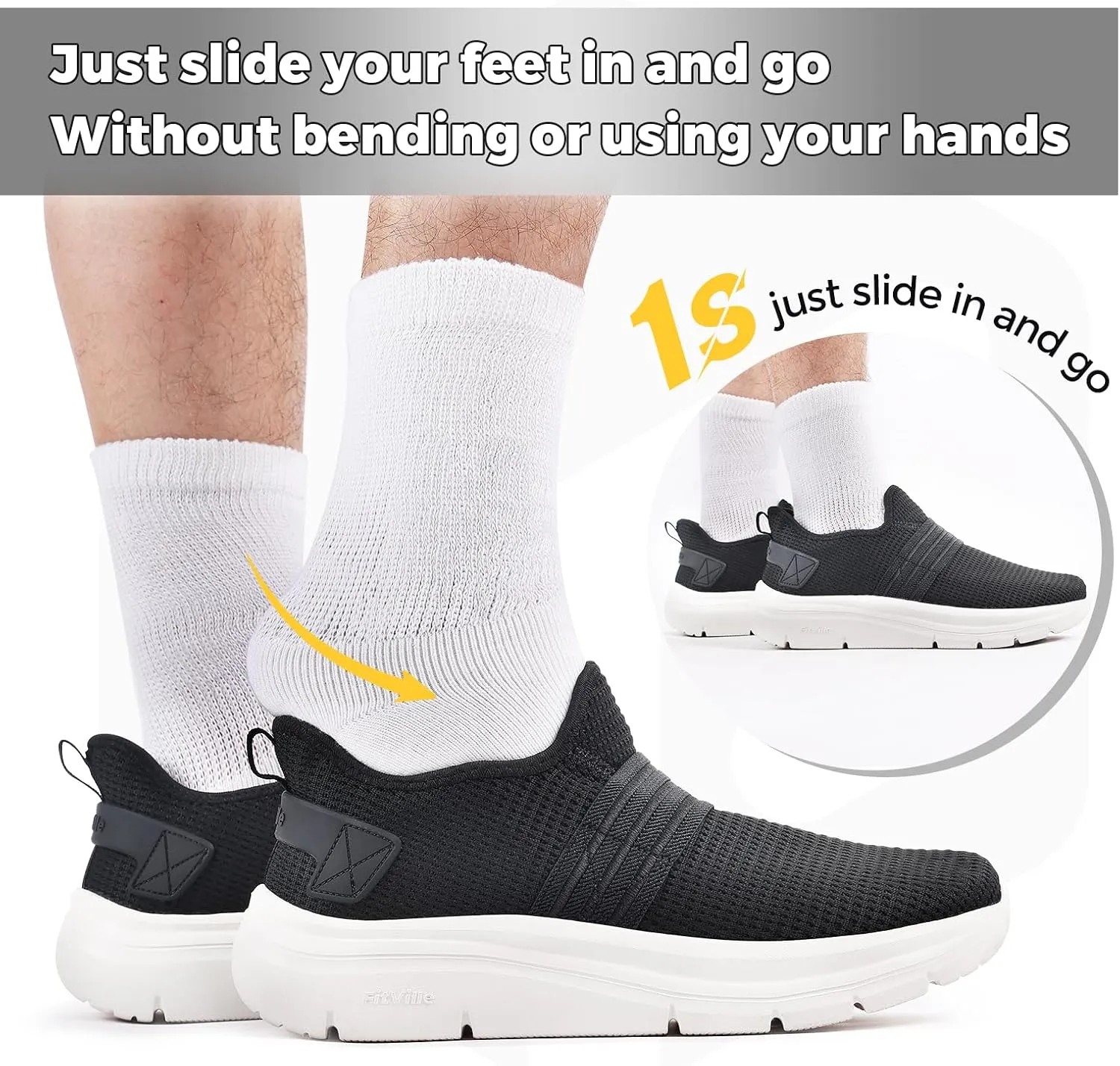 FitVille Mens Slip on Shoes Wide Width Mesh Mens Walking Shoes Wide Lightweight