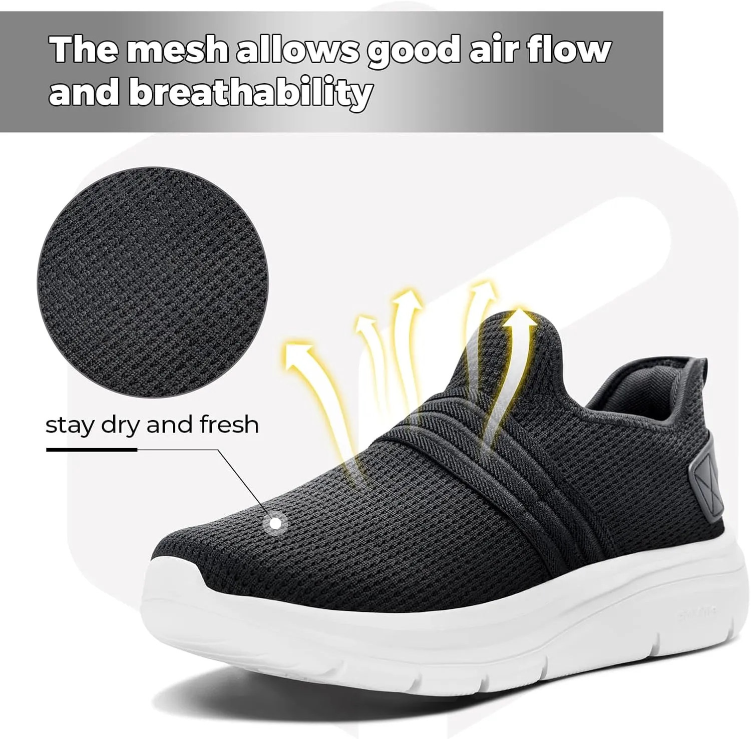 FitVille Mens Slip on Shoes Wide Width Mesh Mens Walking Shoes Wide Lightweight