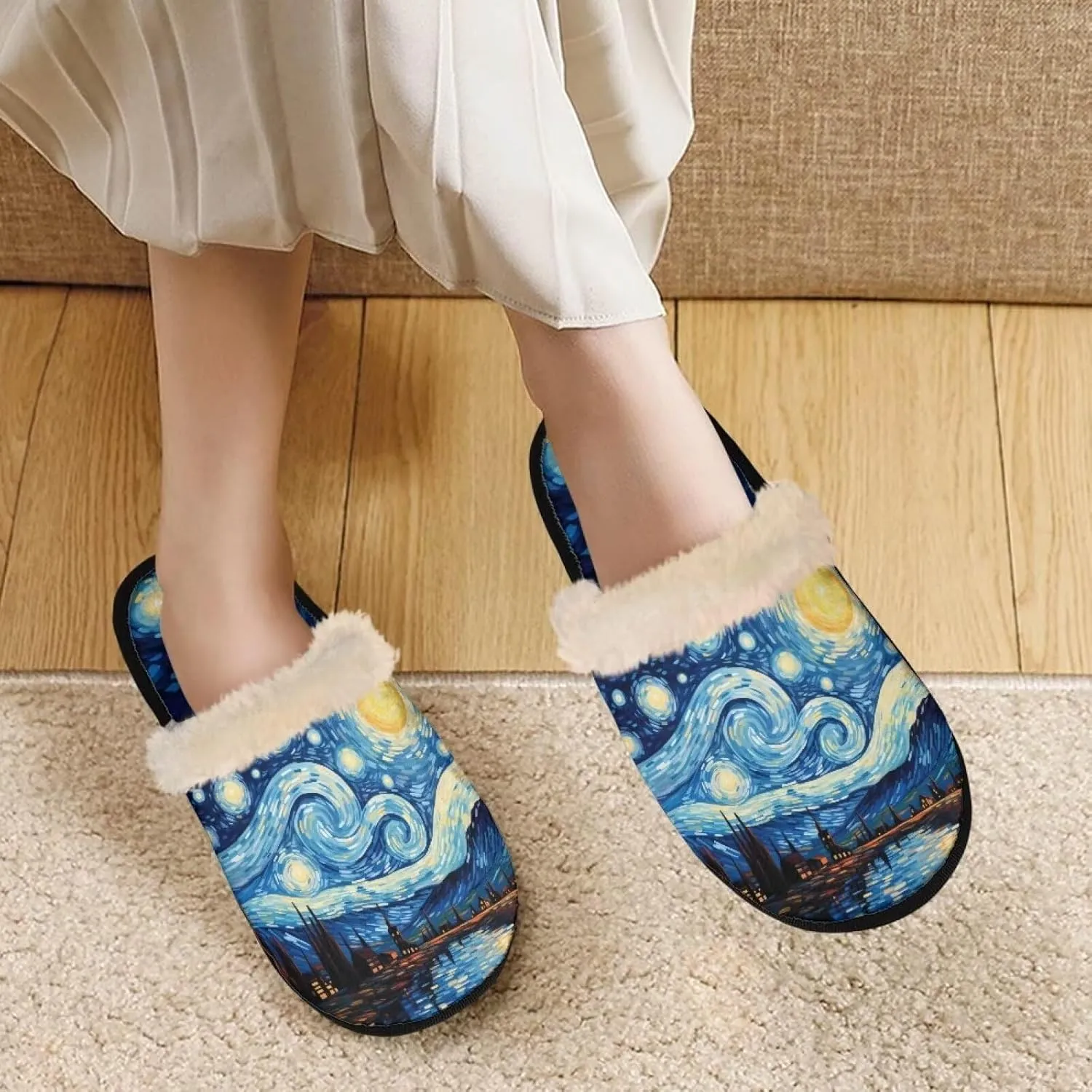 Flashideas House Slippers for Woman Fuzzy Keep Warm for Winter Indoor Soft Cushion Non-slip Fluffy Slides Slippers