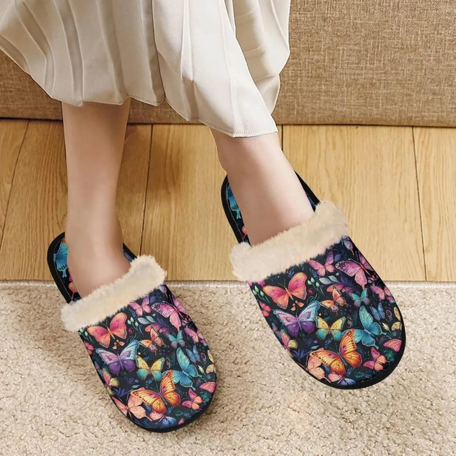 Flashideas House Slippers for Woman Fuzzy Keep Warm for Winter Indoor Soft Cushion Non-slip Fluffy Slides Slippers