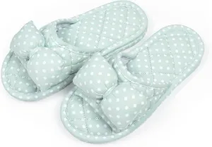 Floral Velvet House Slippers for Women, Lightweight Open Toe Washable Portable Foldable Comfortable Guest Hotel Travel Airplane Spa Slippers