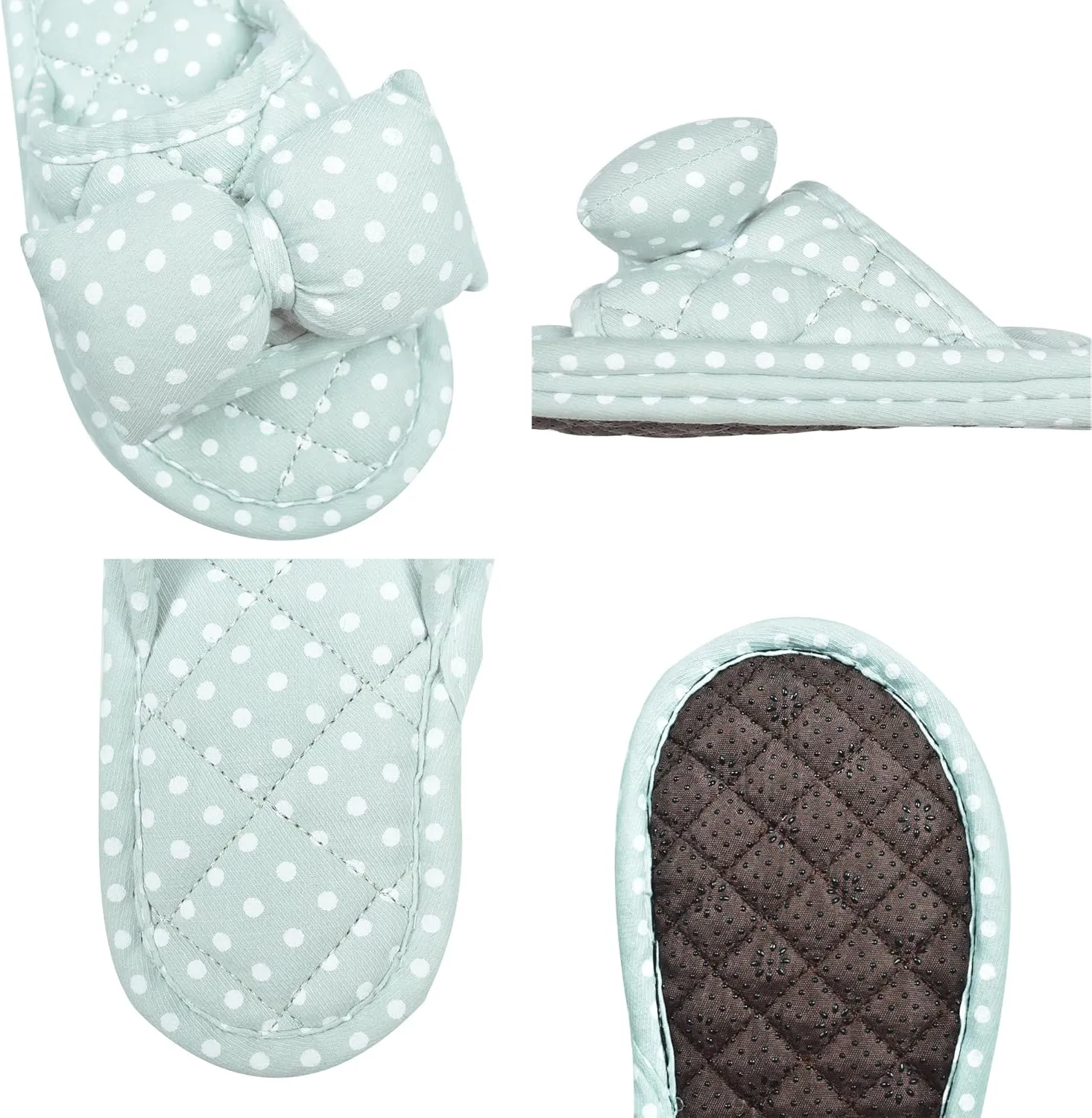 Floral Velvet House Slippers for Women, Lightweight Open Toe Washable Portable Foldable Comfortable Guest Hotel Travel Airplane Spa Slippers