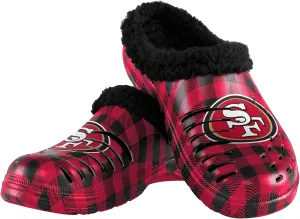 FOCO Men's NFL Team Logo Sherpa Lined Buffalo Check Shoes Slipper Clogs