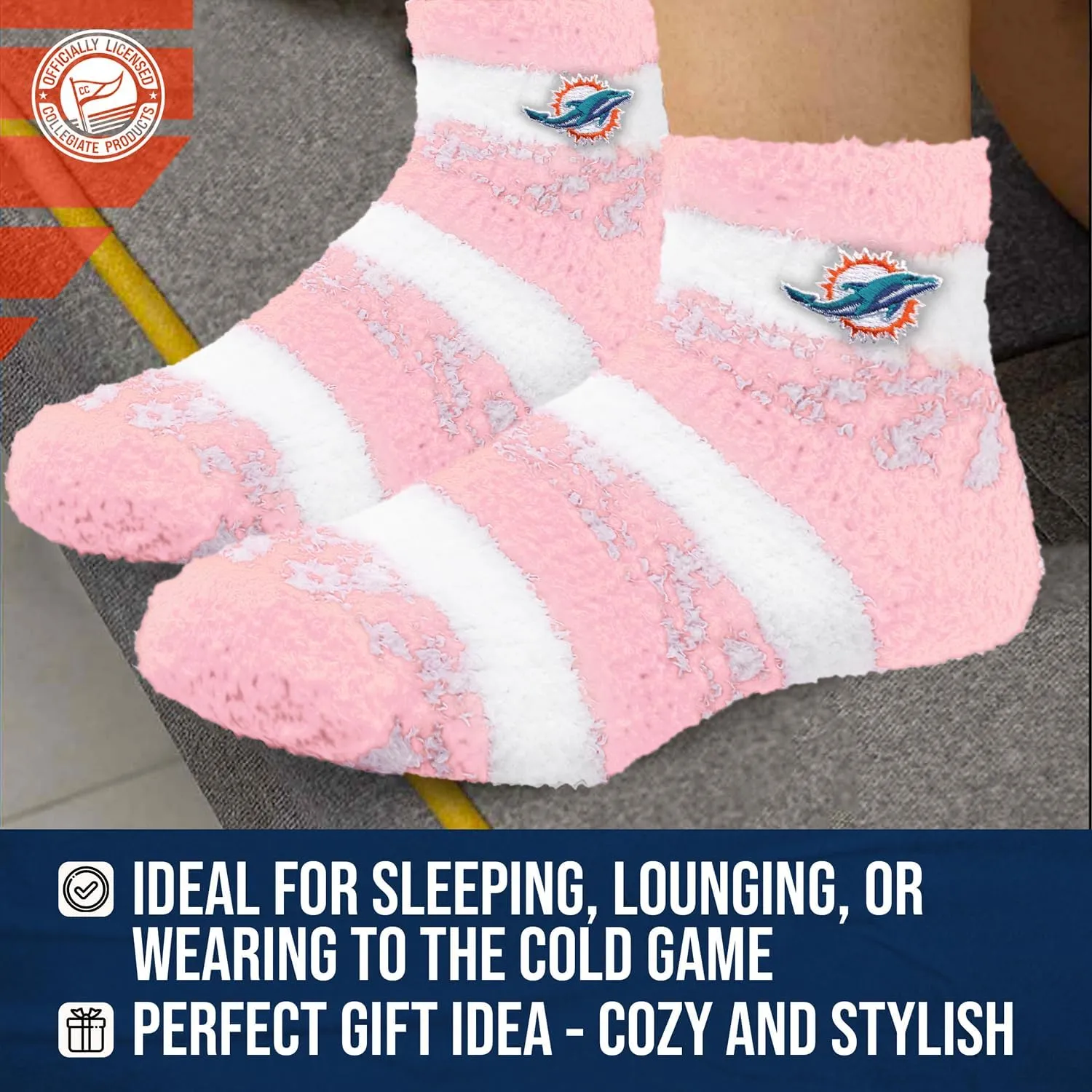 For Bare Feet NFL Cozy Soft Slipper Socks - Home Socks for Ultimate Comfort - Gameday Apparel - Luxuriously Plush and Cozy -