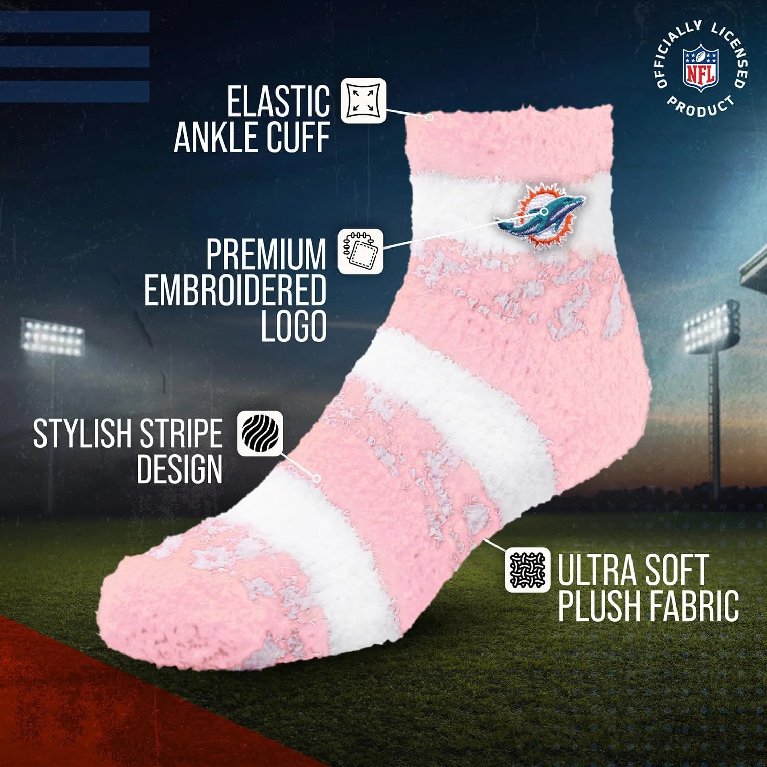 For Bare Feet NFL Cozy Soft Slipper Socks - Home Socks for Ultimate Comfort - Gameday Apparel - Luxuriously Plush and Cozy -