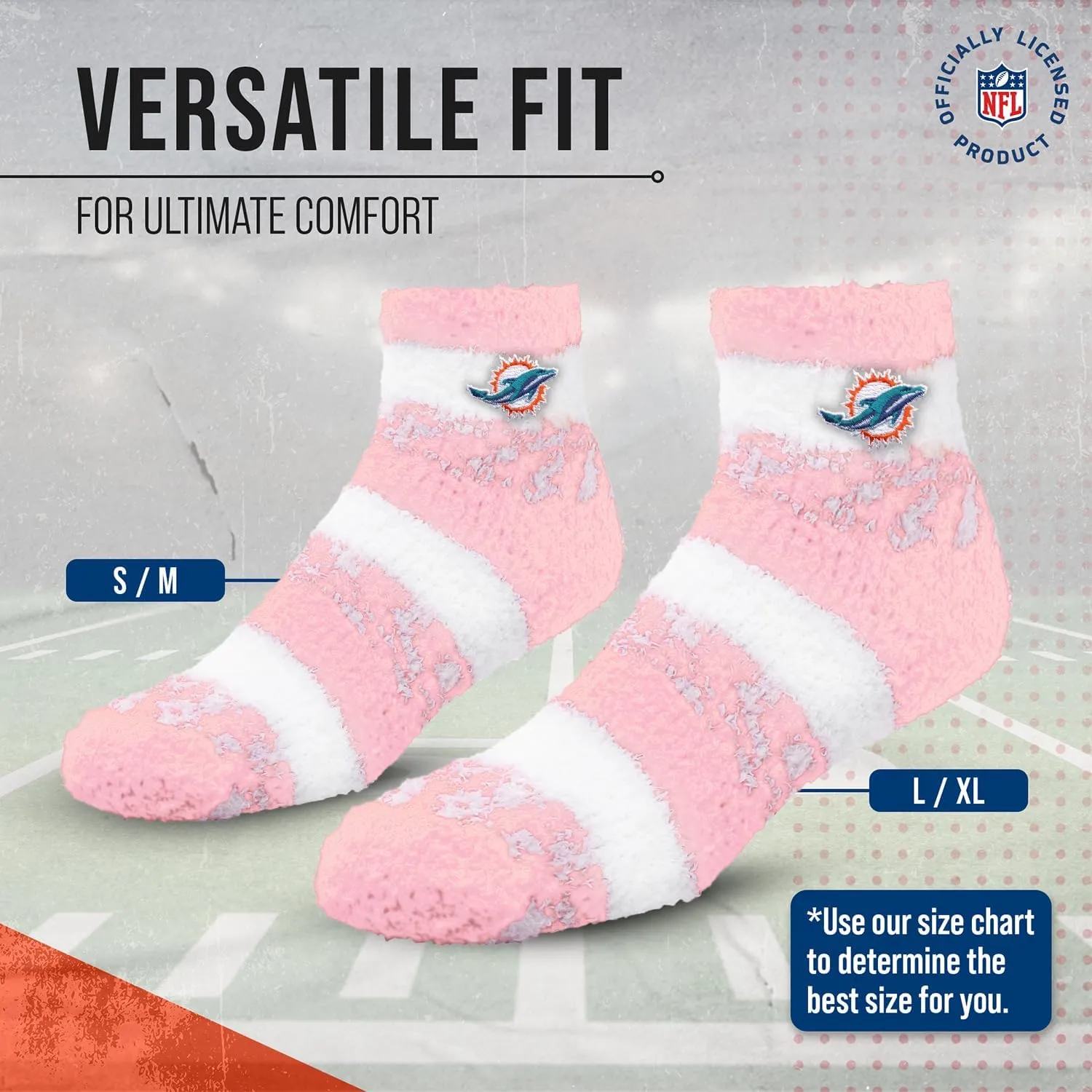 For Bare Feet NFL Cozy Soft Slipper Socks - Home Socks for Ultimate Comfort - Gameday Apparel - Luxuriously Plush and Cozy -