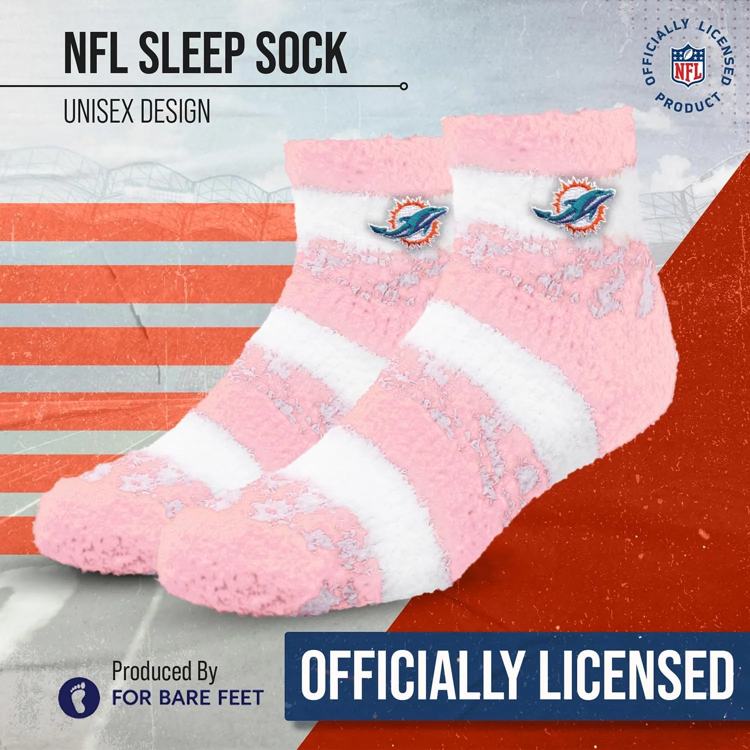 For Bare Feet NFL Cozy Soft Slipper Socks - Home Socks for Ultimate Comfort - Gameday Apparel - Luxuriously Plush and Cozy -