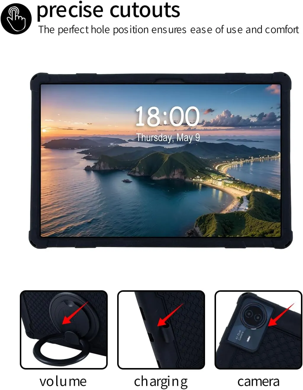 for TECLAST T65Max 13 inch Android Tablets Case,Soft Protective,BOVUGAC Soft Silicone Adjustable Stand Shockproof Kids Friendly for TECLAST T65Max Table(Black)
