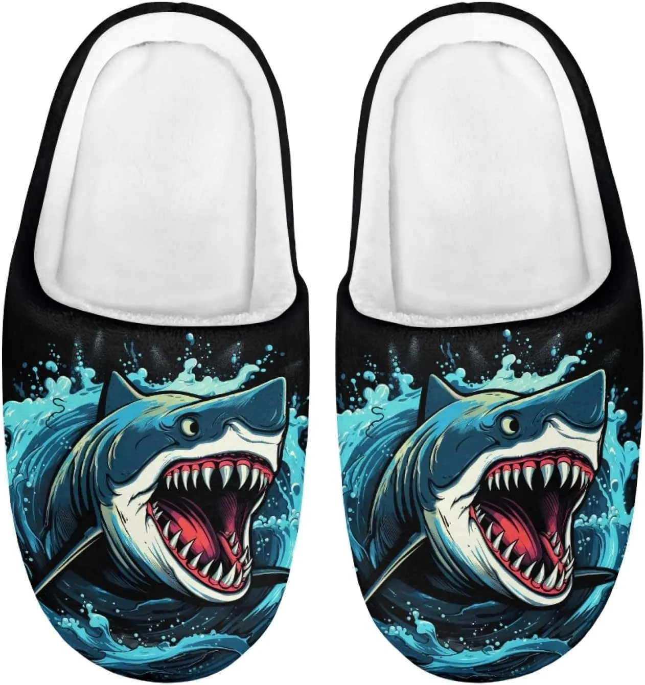 Forchrinse White Music Note Kids Slippers for Boys Girls Plush House Slippers Memory Foam SLip on Shoes Warm Fuzzy Slippers for Fall Winter Indoor