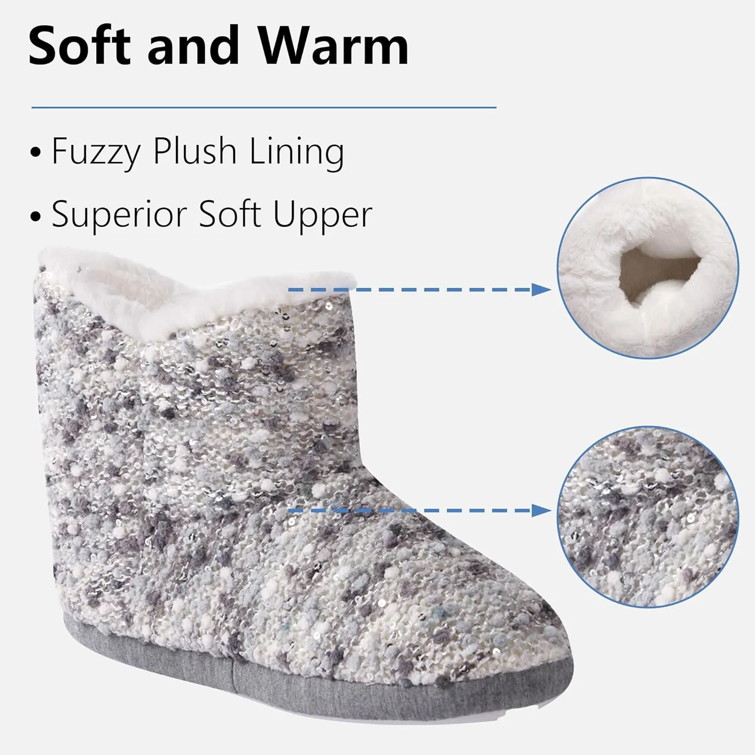 Forfoot Slippers Womens Indoor Slipper Boots for Ladies Girls with Knitted Upper and Bow