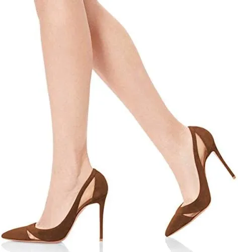FSJ Women Elegant Mesh High Heel Pump Pointed Toe Stiletto Thin Slip on Dress Prom Party Ladie Shoes Size 4-15 US
