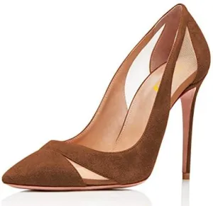 FSJ Women Elegant Mesh High Heel Pump Pointed Toe Stiletto Thin Slip on Dress Prom Party Ladie Shoes Size 4-15 US