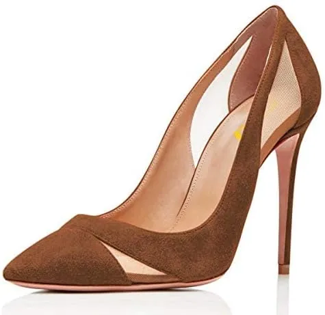 FSJ Women Elegant Mesh High Heel Pump Pointed Toe Stiletto Thin Slip on Dress Prom Party Ladie Shoes Size 4-15 US