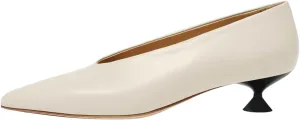 FSJ Women Fashion Pointed Toe V Cut Low Kitten Heel Slip On Pumps Soft Leather Ladies Daily Comfort Basic Dress Shoes Size 4-15 US