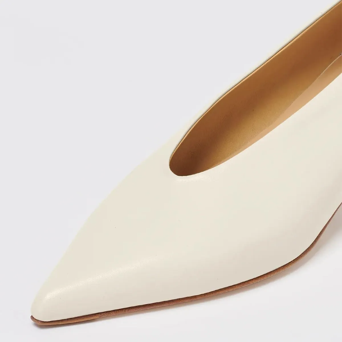 FSJ Women Fashion Pointed Toe V Cut Low Kitten Heel Slip On Pumps Soft Leather Ladies Daily Comfort Basic Dress Shoes Size 4-15 US