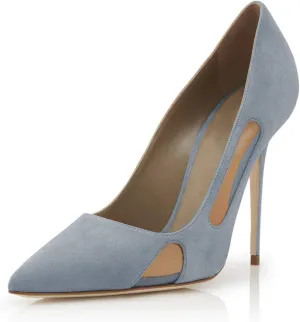 FSJ Women Pointed Toe Pumps Sexy Cutout Mesh Design Stiletto High Heels Comfort Slip on Prom Events Party Dress Shoes Size 4-15 US