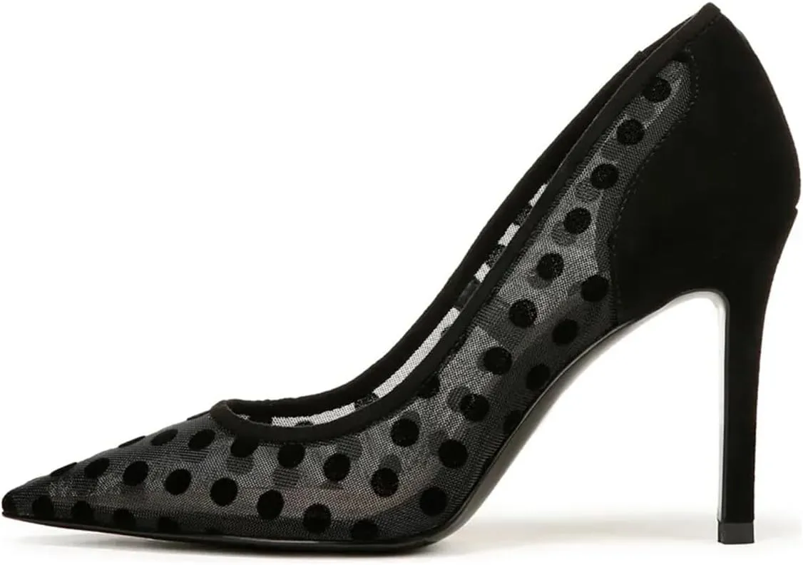 FSJ Women Pointed Toe Stiletto Pumps Slip On Sparkly Rhinestones Studded Mesh High Heel Sexy Formal Event Dress Shoes Sizes 4-16 US