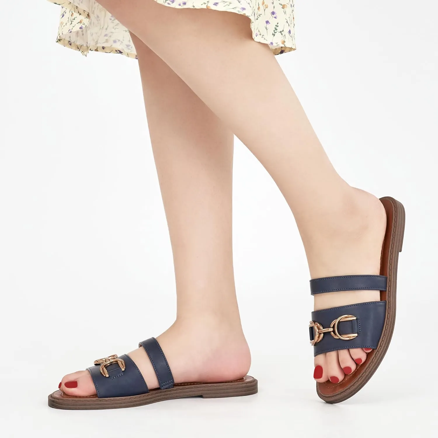 FUDYNMALC Womens Slides Sandals Dressy: Comfortable Summer Beach Flat Shoes Ladies Fashion Walking Footwear