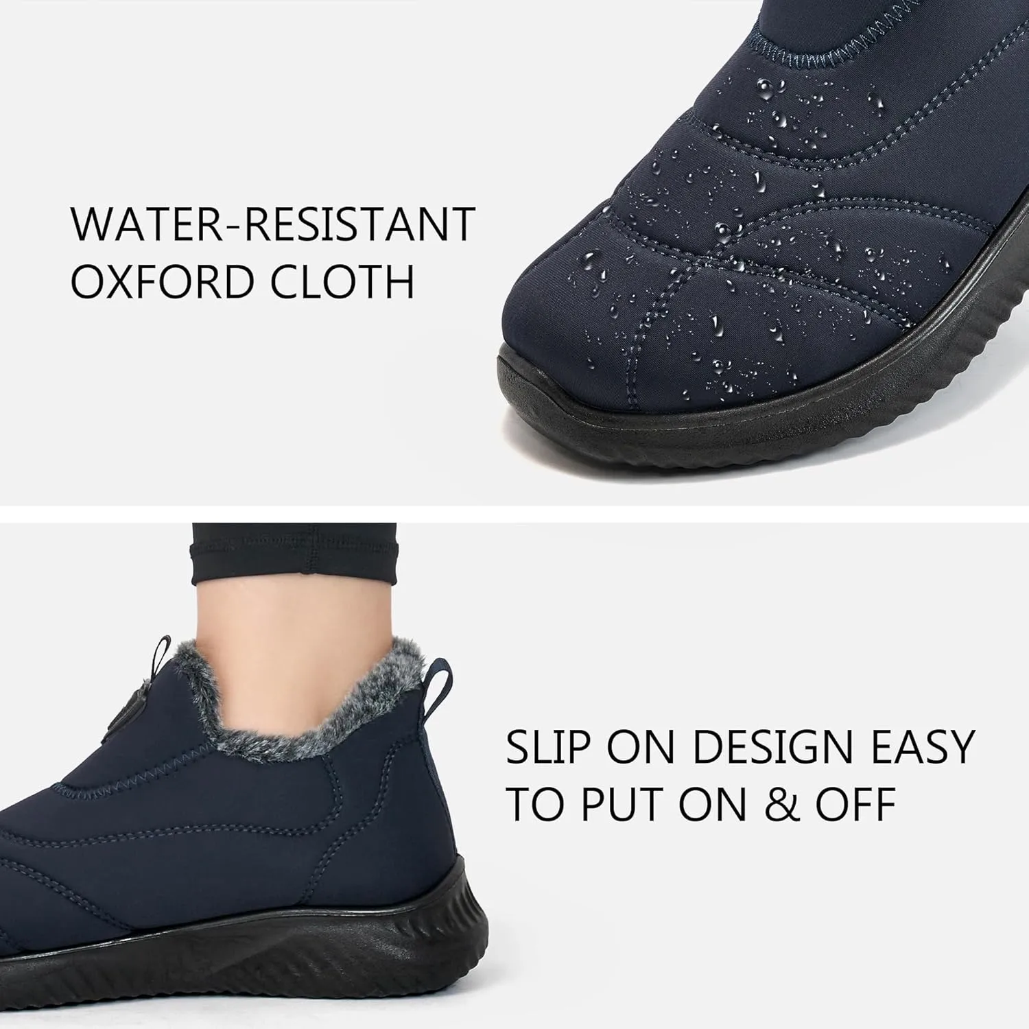 FUDYNMALC Womens Snow Boots Winter Shoes: Warm Fur Lined Slip On Ankle Booties Water Resistant Comfortable Outdoor Boot Lightweight
