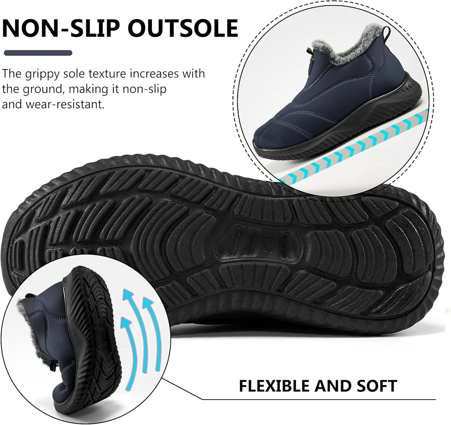 FUDYNMALC Womens Snow Boots Winter Shoes: Warm Fur Lined Slip On Ankle Booties Water Resistant Comfortable Outdoor Boot Lightweight