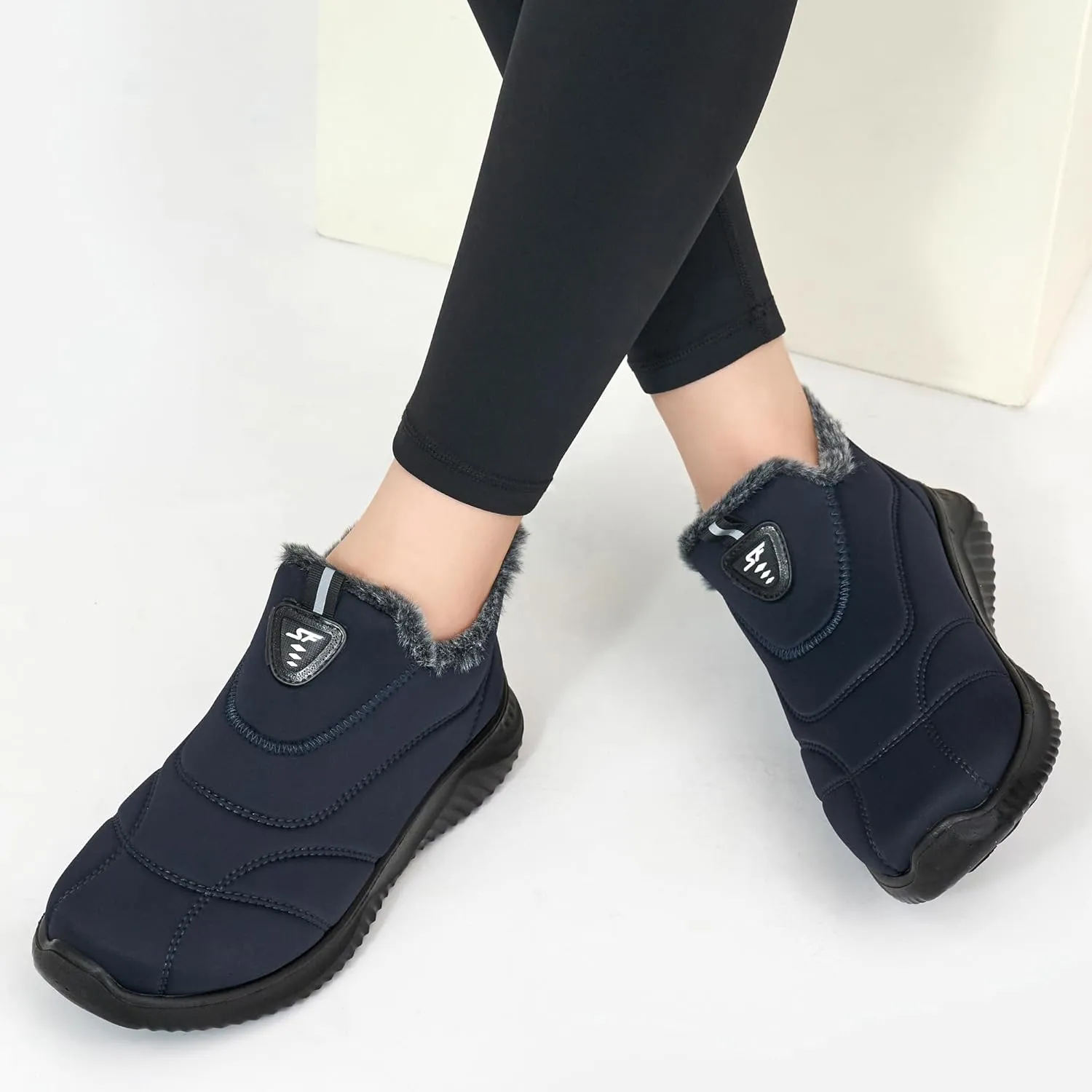 FUDYNMALC Womens Snow Boots Winter Shoes: Warm Fur Lined Slip On Ankle Booties Water Resistant Comfortable Outdoor Boot Lightweight