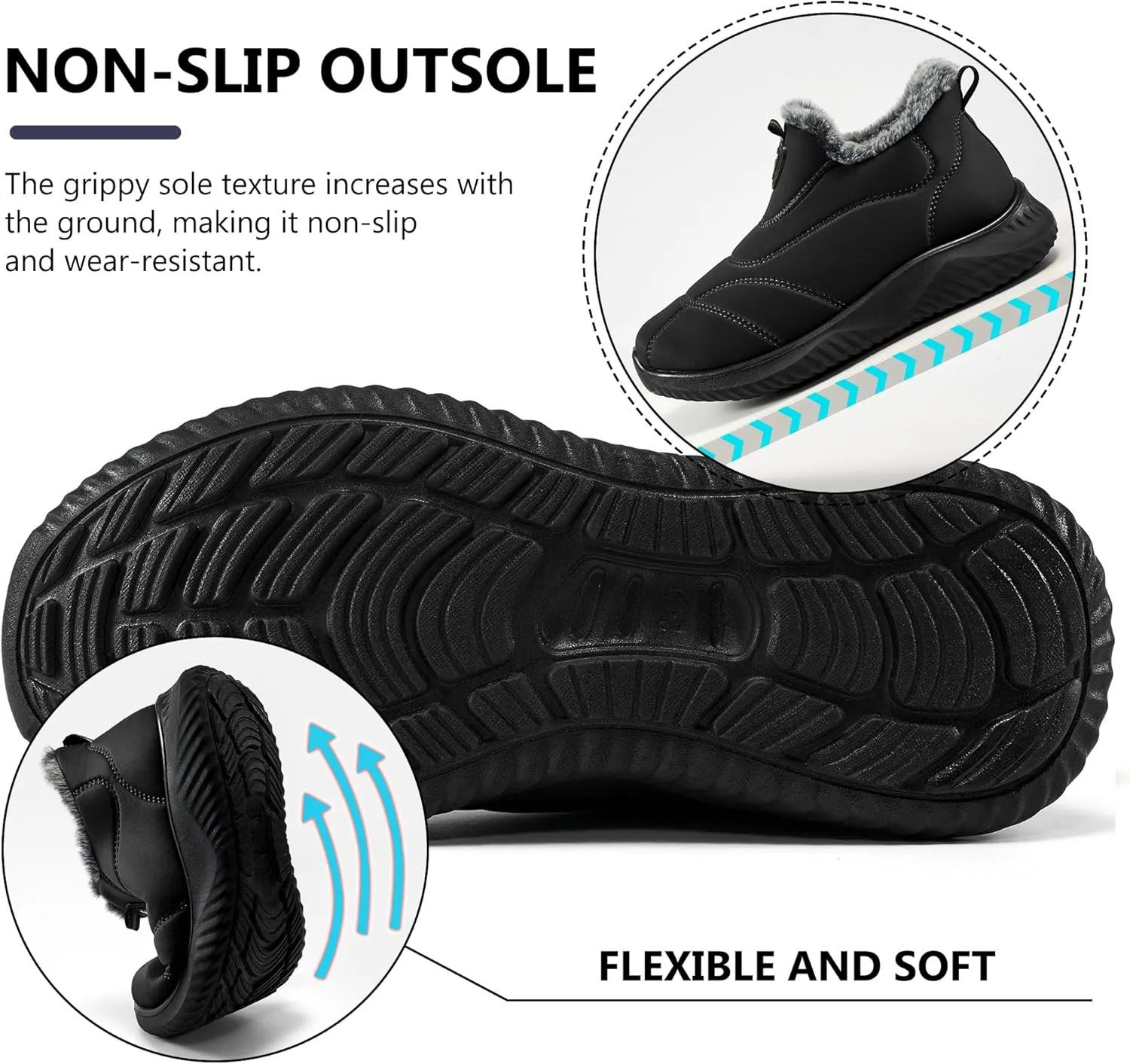 FUDYNMALC Womens Snow Boots Winter Shoes: Warm Fur Lined Slip On Ankle Booties Water Resistant Comfortable Outdoor Boot Lightweight
