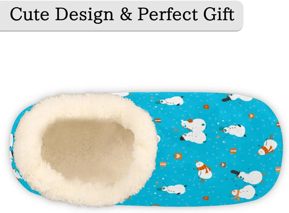 Funny Snowman Slippers for Women Slipper Socks Soft Fuzzy House Slippers Shoes for Indoor Bedroom, Winter Cozy Christmas Gifts, Christmas Snowman