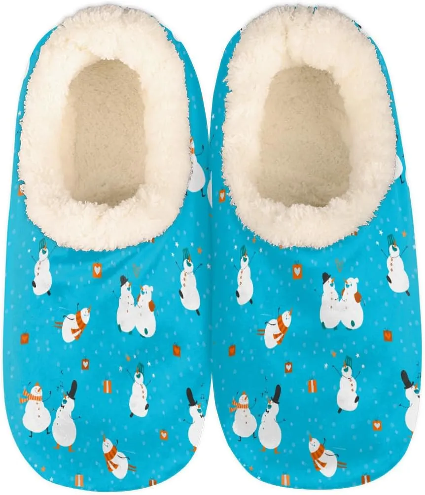 Funny Snowman Slippers for Women Slipper Socks Soft Fuzzy House Slippers Shoes for Indoor Bedroom, Winter Cozy Christmas Gifts, Christmas Snowman