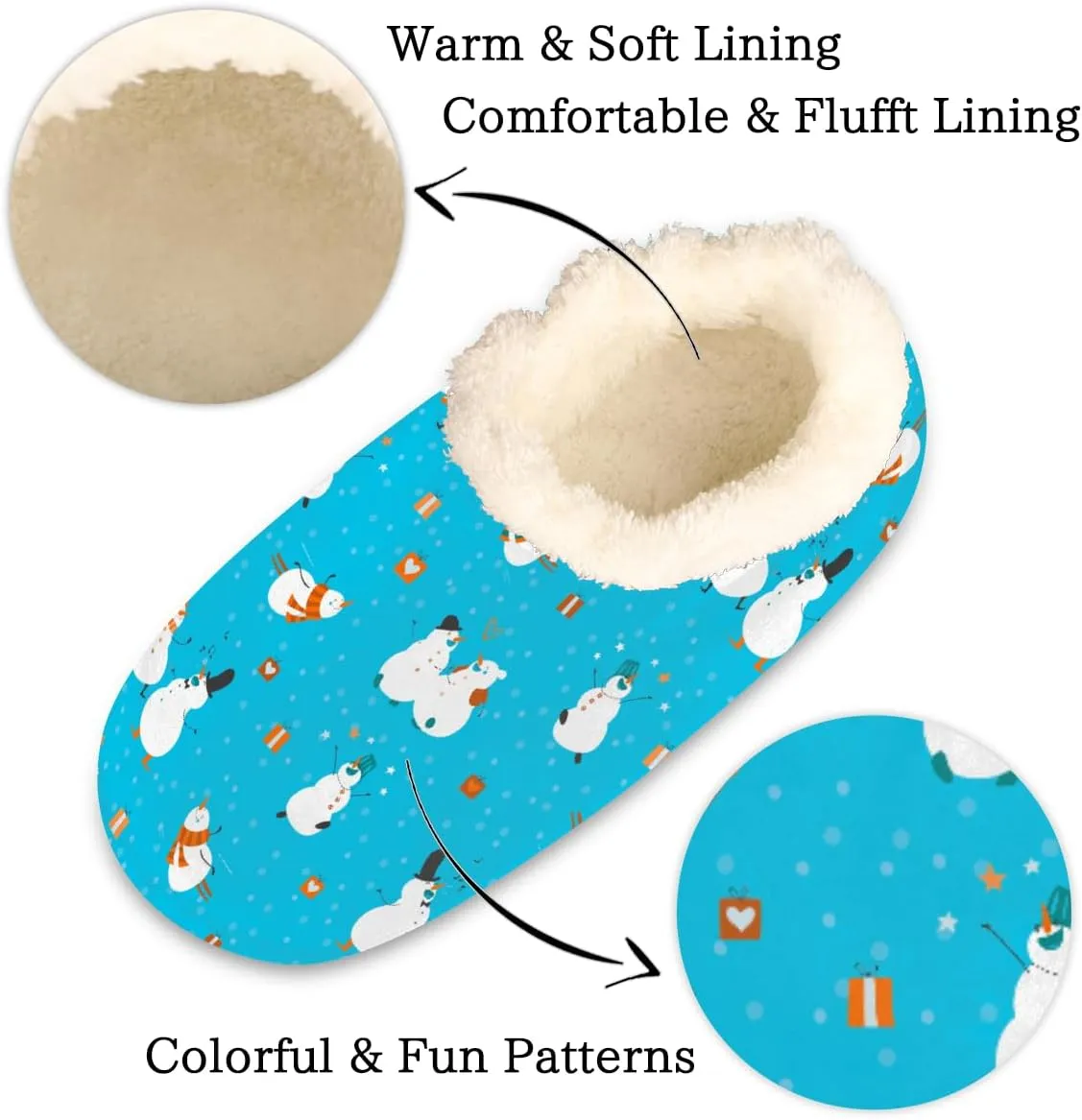 Funny Snowman Slippers for Women Slipper Socks Soft Fuzzy House Slippers Shoes for Indoor Bedroom, Winter Cozy Christmas Gifts, Christmas Snowman
