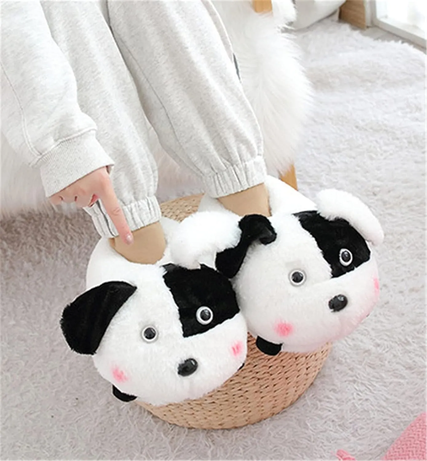 Fuzzy Cozy Pig Animal Cartoon Slippers for Women - Indoor Warm Winter Home Furry Slippers