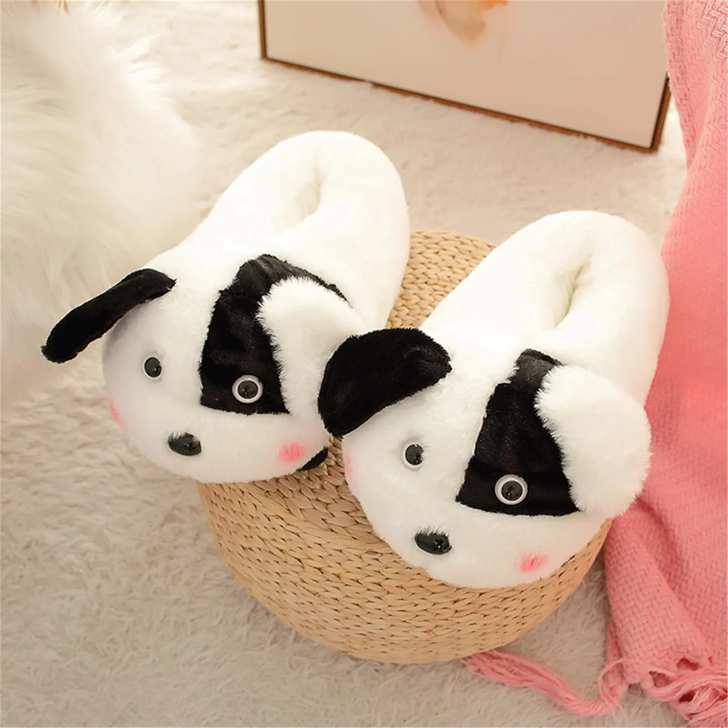 Fuzzy Cozy Pig Animal Cartoon Slippers for Women - Indoor Warm Winter Home Furry Slippers