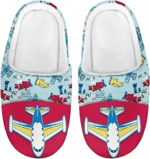 Fuzzy Toddler Slippers Girls Plush Slippers Soft Warm House Shoes Cozy Slip On Indoor Shoes Cute Print House Slippers Non Slip Washable for Bedroom Outdoor US 9-15