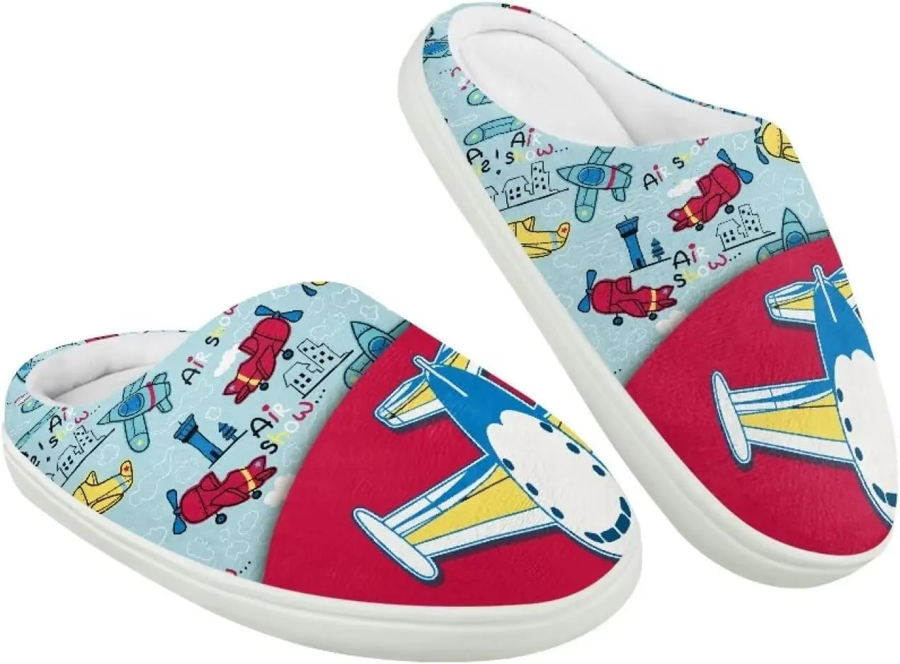 Fuzzy Toddler Slippers Girls Plush Slippers Soft Warm House Shoes Cozy Slip On Indoor Shoes Cute Print House Slippers Non Slip Washable for Bedroom Outdoor US 9-15