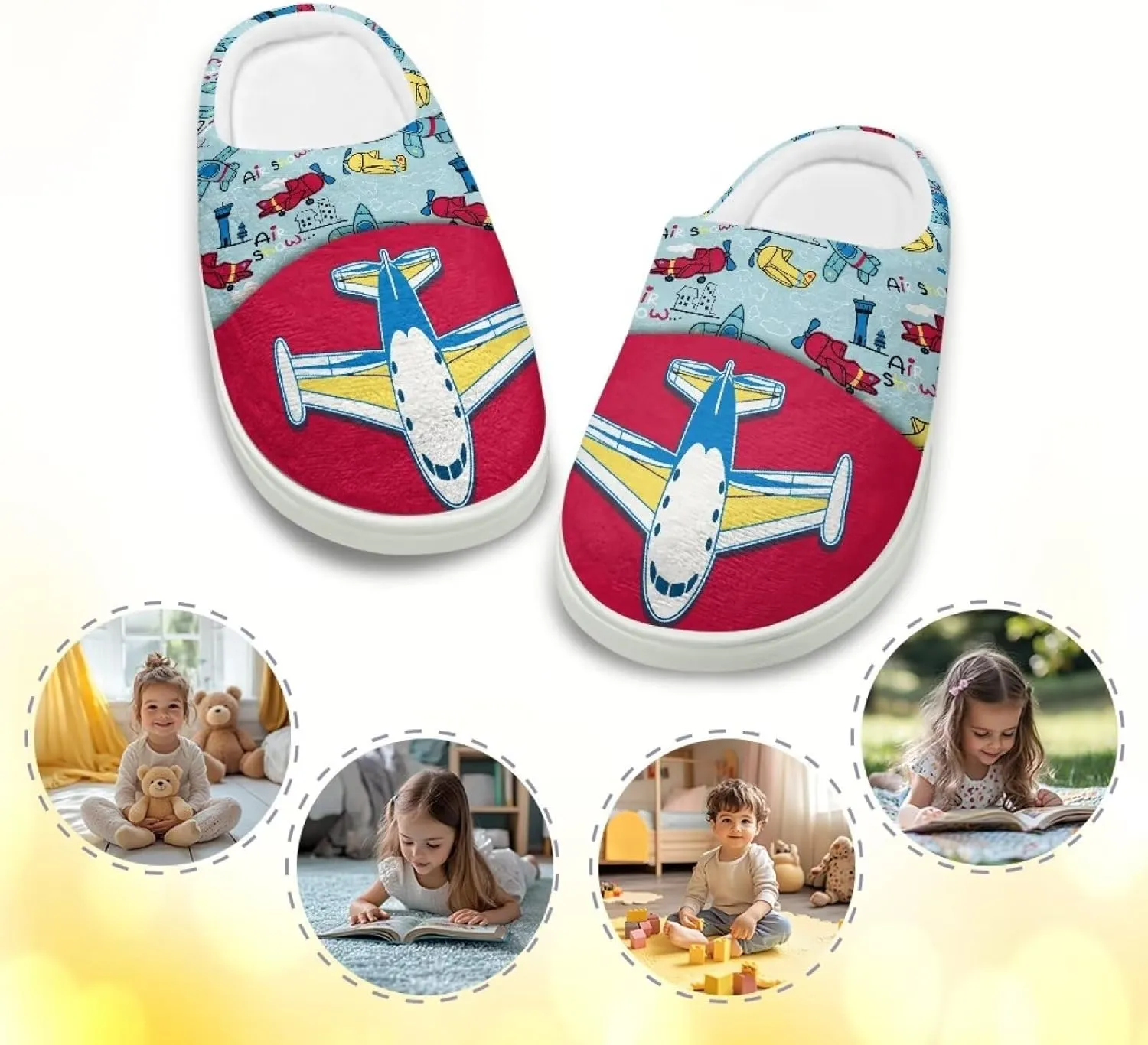 Fuzzy Toddler Slippers Girls Plush Slippers Soft Warm House Shoes Cozy Slip On Indoor Shoes Cute Print House Slippers Non Slip Washable for Bedroom Outdoor US 9-15